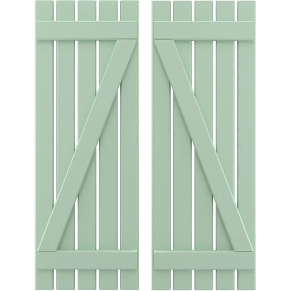 Ekena Millwork Americraft 5-Board (2 Batten) Wood Spaced Board-n-Batten Shutters w/ Z-Bar, ARW102SB519X77SGH, PR ARW102SB519X77SGH - main